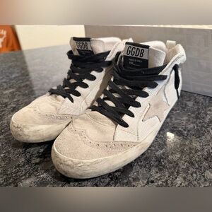 RARE Golden Goose Mid Star Sneakers White Python & Suede Size 39 EUC w Dust Bag🖤